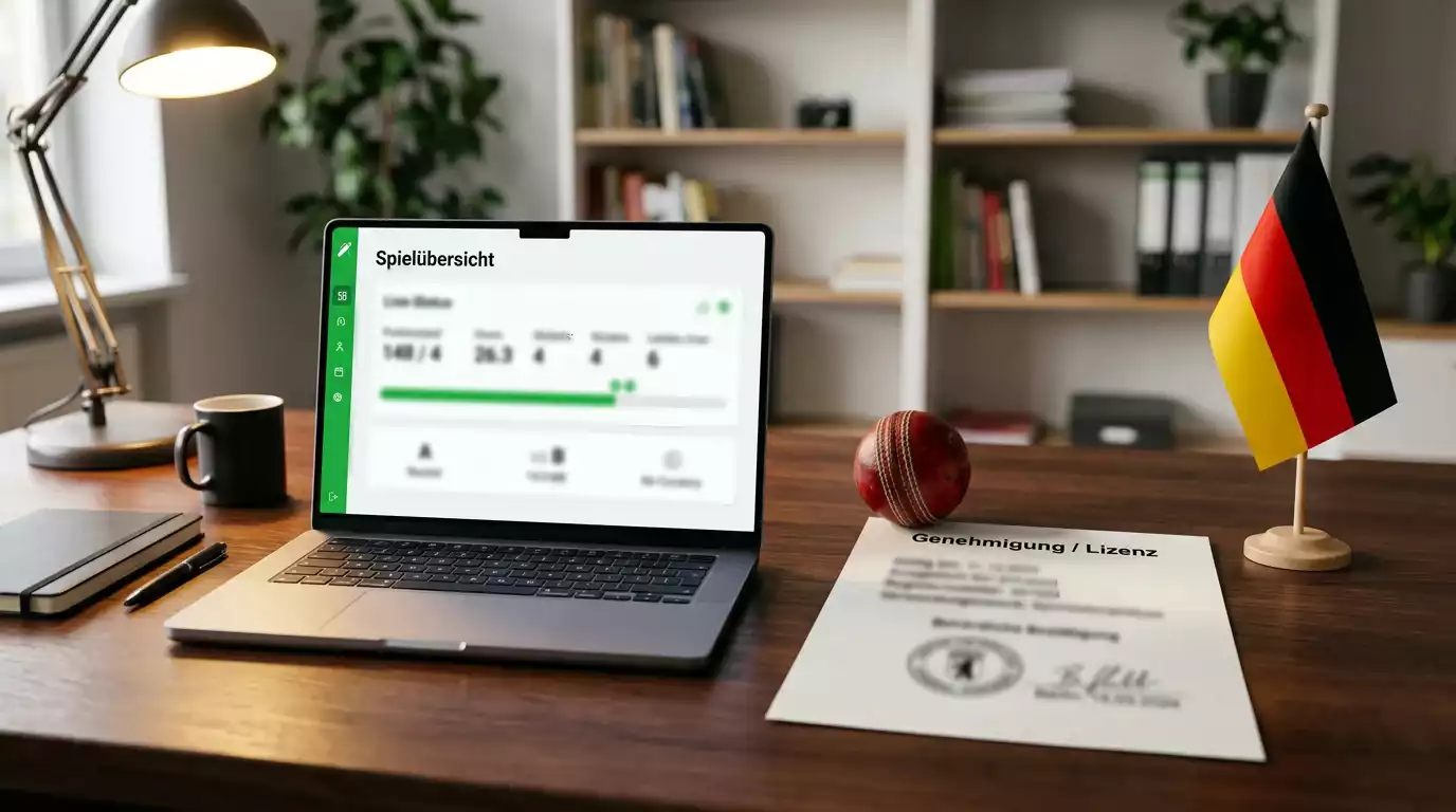 Deutsche Regulierung für Cricket Sportwetten mit GGL-Lizenz und Spielerschutz-Symbolen