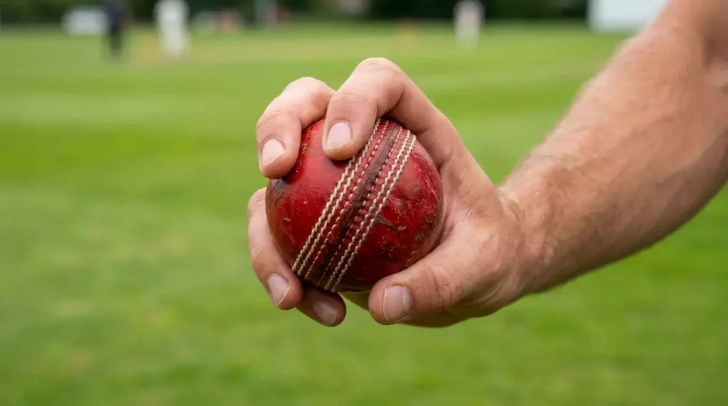 Hand die einen Cricketball hält als Symbol für Cash-Out bei Cricket Wetten